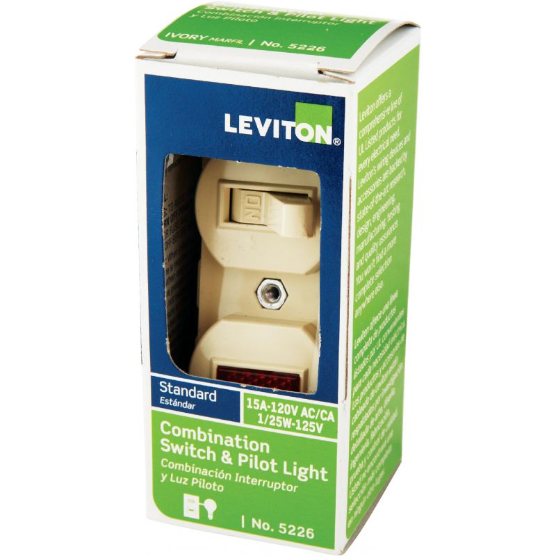 Leviton Commercial Grade Switch &amp; Pilot Light Ivory, 15