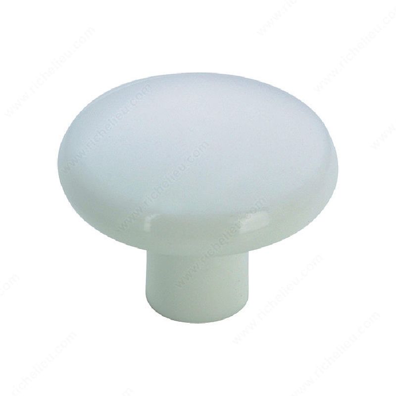 Richelieu BP314030 Cabinet Knob, 1-1/16 in Projection, Plastic 1-1/4 In Dia, White, Functional