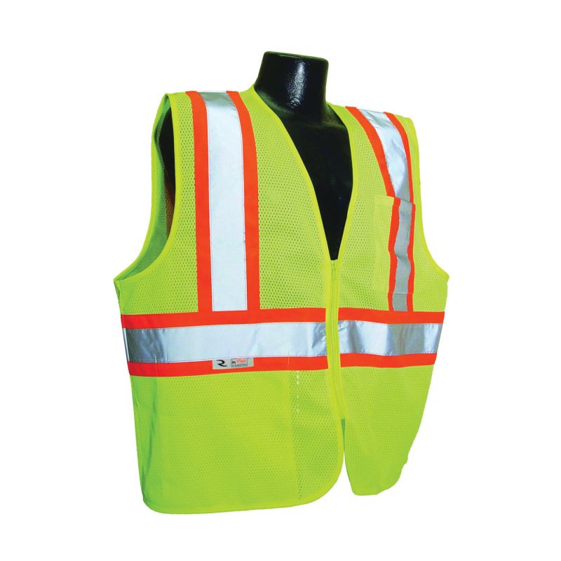 Radians SV22-2ZGM-2X Economical Safety Vest, 2XL, Unisex, Fits to Chest Size: 30 in, Polyester, Green, Zipper 2XL, Green
