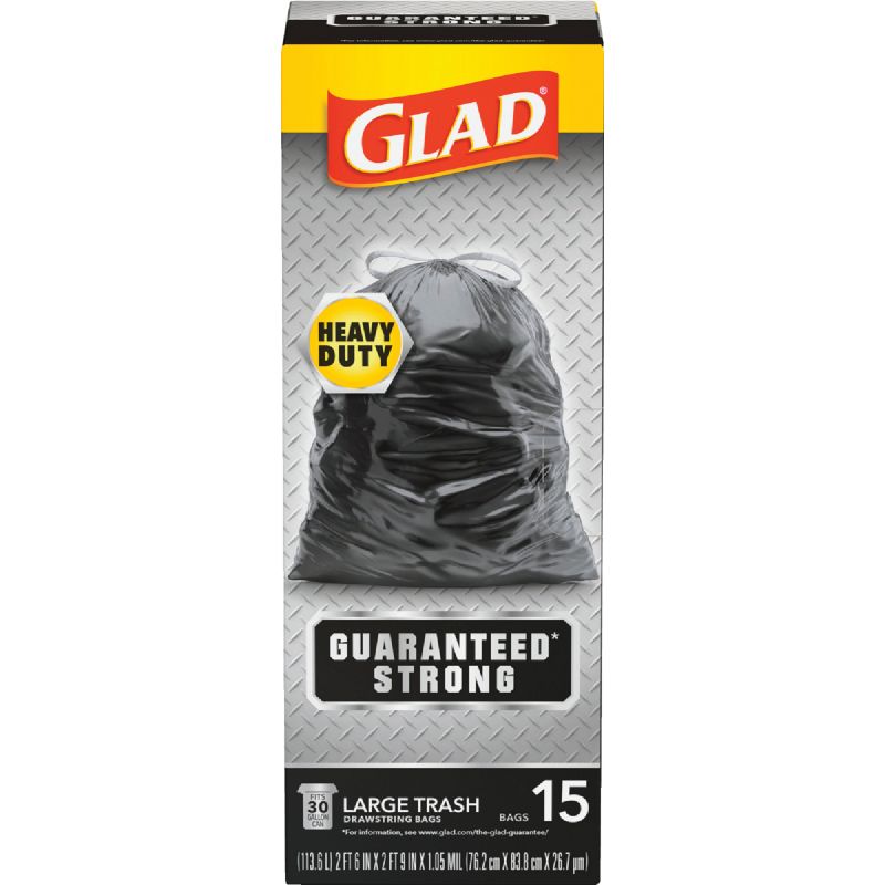 Glad Guaranteed Strong Large Trash Bag 30 Gal., Black
