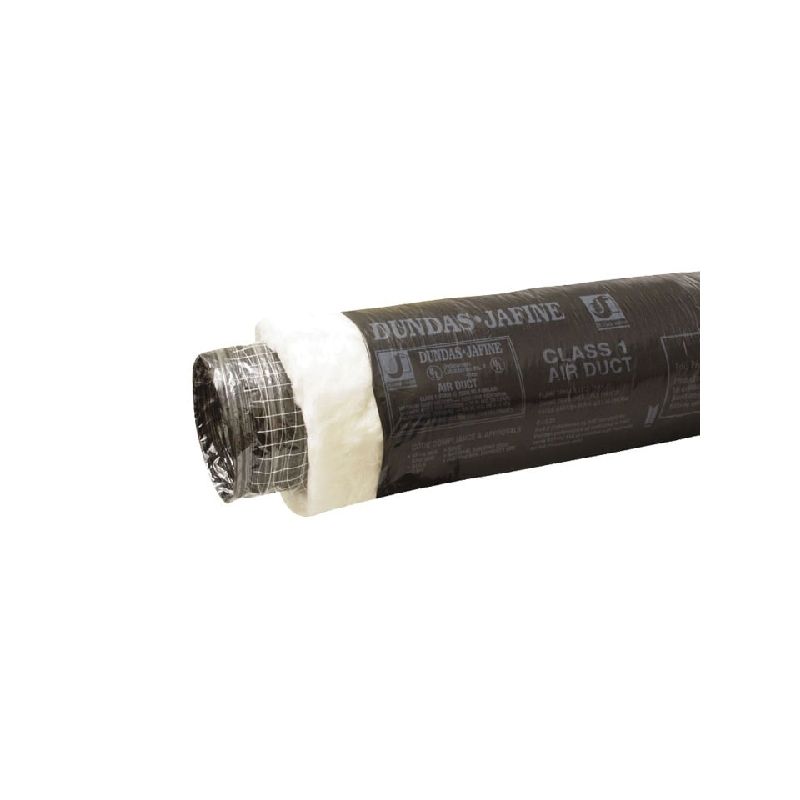 Dundas Jafine BPC425 Flexible Insulated Duct, 4 in, 25 ft L, Fiberglass/Polyester/Polyethylene, Black Black