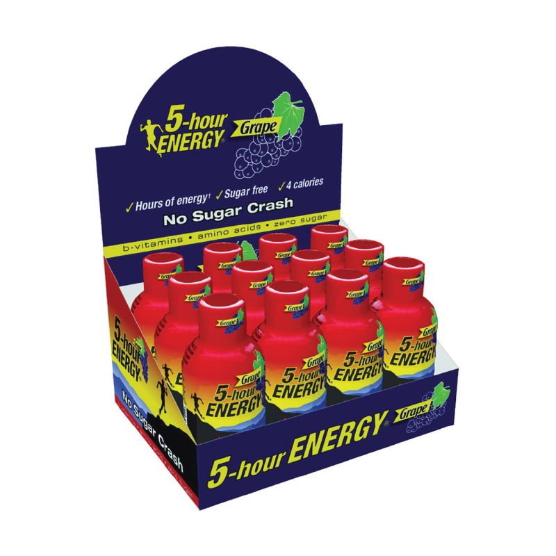 5-hour ENERGY 218123 Sugar-Free Energy Drink, Liquid, Grape Flavor, 1.93 oz Bottle (Pack of 12)