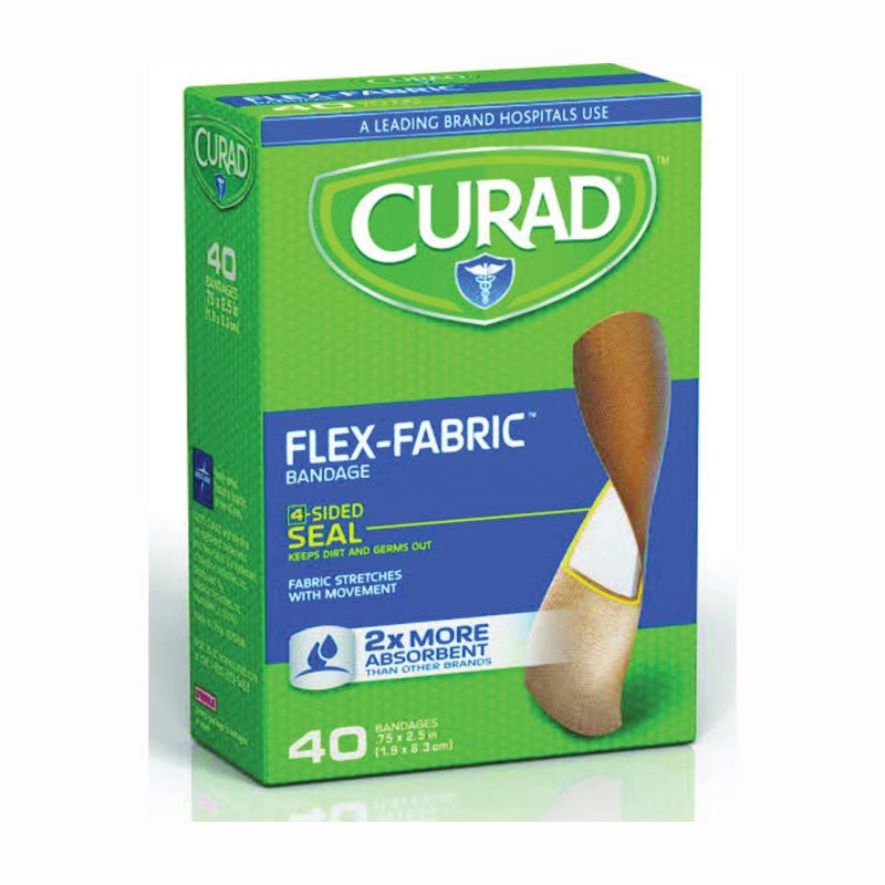 Curad CUR45245 Adhesive Bandage, 3/4 in W, 2-1/2 in L, Fabric Bandage Tan