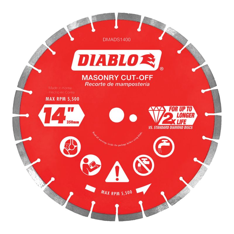 Diablo DMADS1400 Saw Blade, 14 in Dia, Segmented Rim, 1/PK