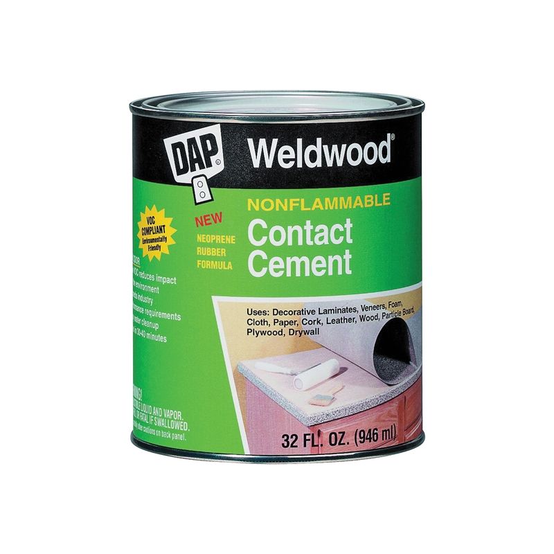 DAP 25332 Contact Cement, Liquid, Slight, White, 1 qt, Can White