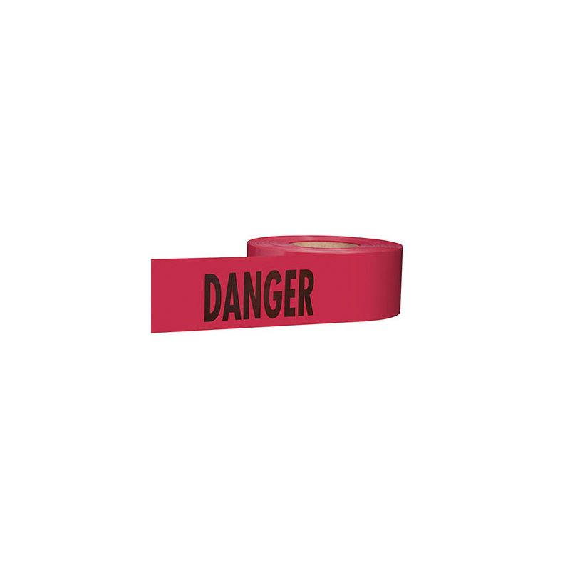 Empire 77-1004 Barricade Tape, 1000 ft L, 3 in W, Plastic Backing, Red Red