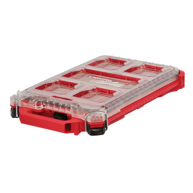 Milwaukee 48-22-8436 Organizer, 16.38 in L, 9.76 in W, 2.52 in H, 5-Compartment, Plastic, Red Red