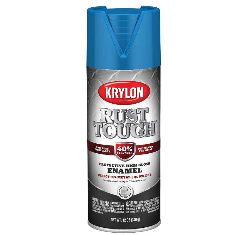 Krylon Rust Tough K09271008 Enamel Spray Paint, Gloss, Safety Blue, 12 oz, Can Safety Blue (Pack of 6)
