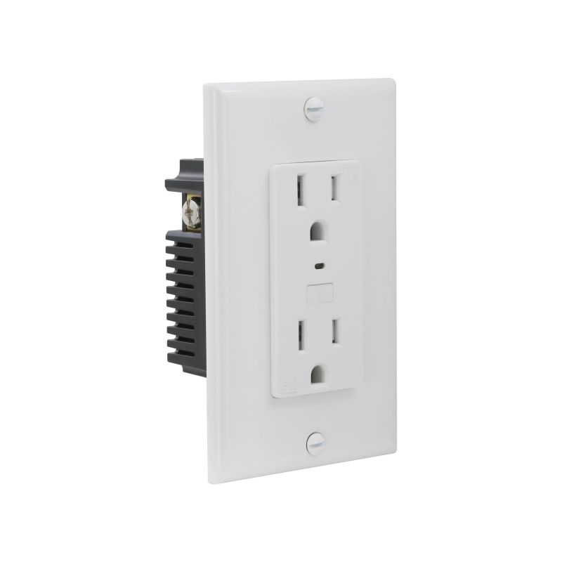 Powerzone ORWFIRC01 Wi-Fi Controlled Receptacle, 1 -Pole, 125 V, Grounded Socket, Wi-Fi, White White