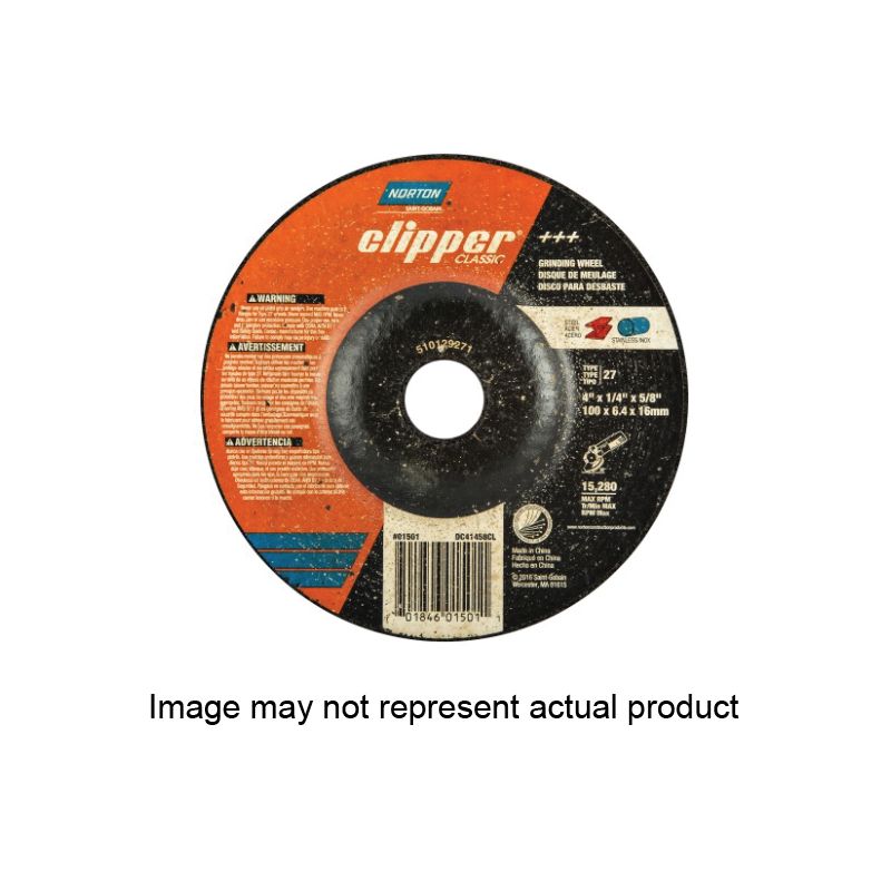 Norton Clipper Classic A AO Series 70184601507 Grinding Wheel, 5 in Dia, 1/4 in Thick, 7/8 in Arbor