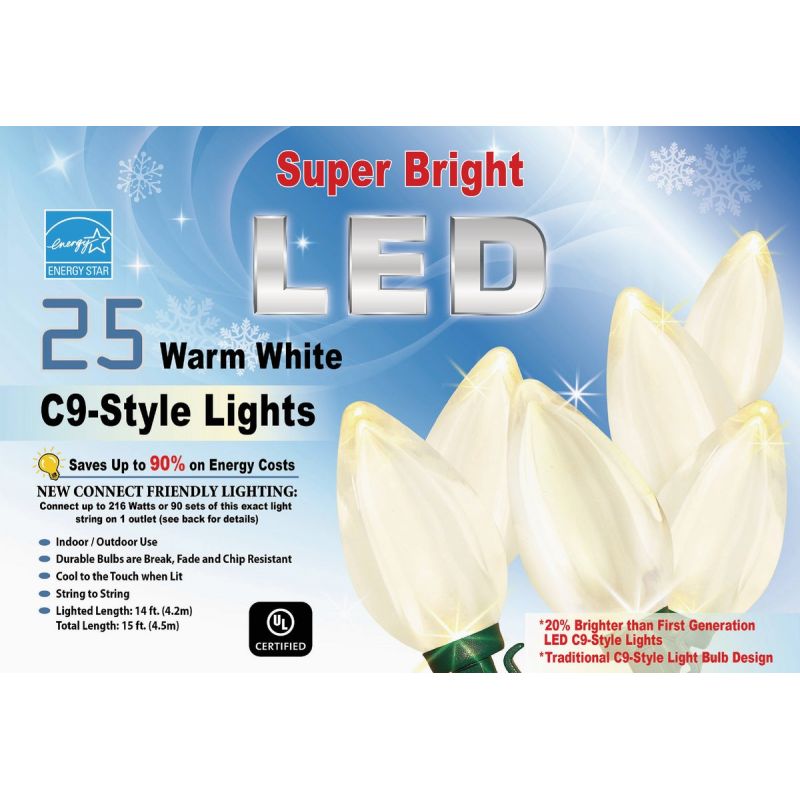 Super Bright C9 LED 25-Bulb String Light Set