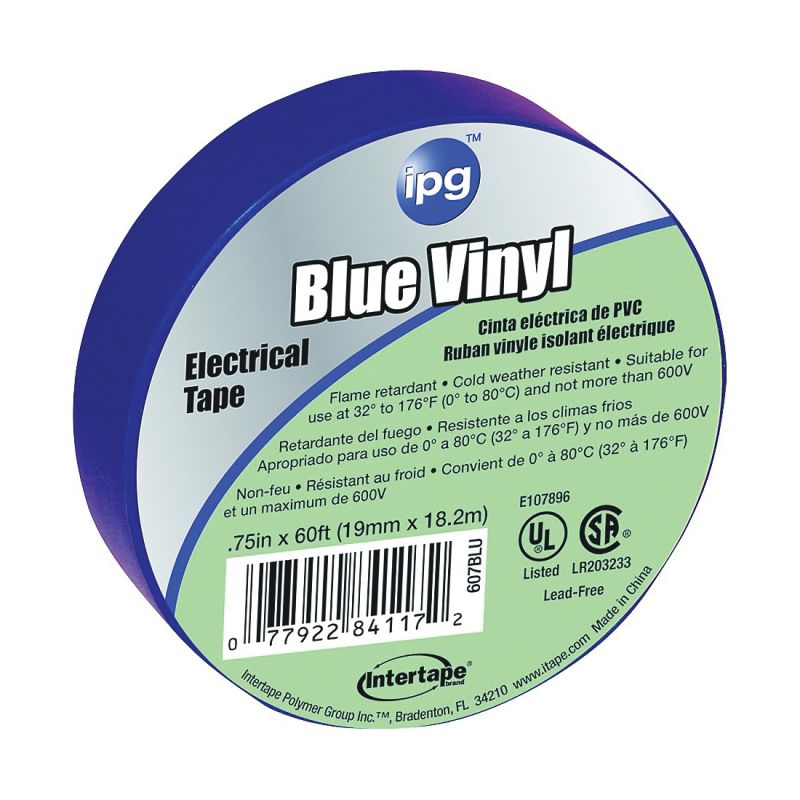 IPG 85831 Electrical Tape, 60 ft L, 3/4 in W, Blue Blue
