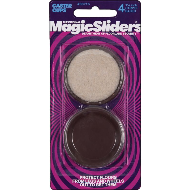 Magic Sliders Round Carpet Based Furniture Leg Cup 1-5/8 In., Brown