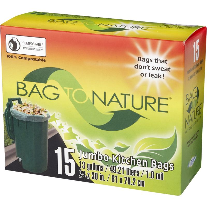 Bag-To-Nature Compostable Trash Bag 13 Gal., Green
