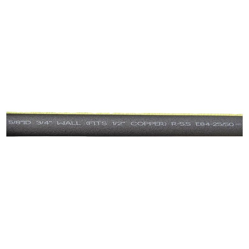 Quick R 70581T Pipe Insulation, 5/8 in ID x 2-1/8 in OD Dia, 6 ft L, Polyolefin, Charcoal Charcoal