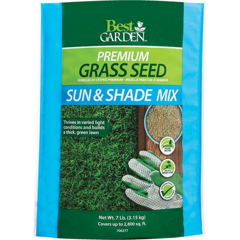 Best Garden Premium Sun &amp; Shade Grass Seed 7 Lb., Fine Texture, Very Dark Green Color