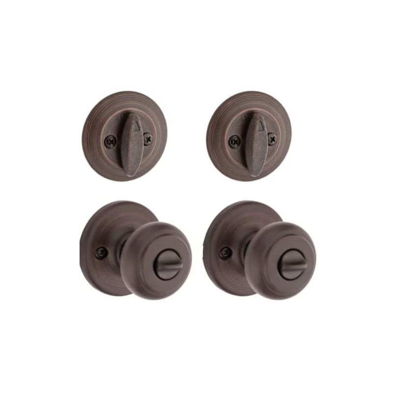 Kwikset Cove 92420-063 Entry Knob and Single Cylinder Deadbolt, Knob Handle, Classic, Colonial, Traditional Design, 1/PK
