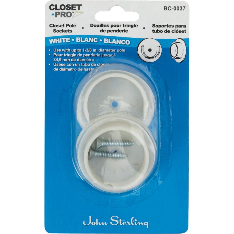 John Sterling Closet-Pro 1-1/4 In. Closet Rod Socket White