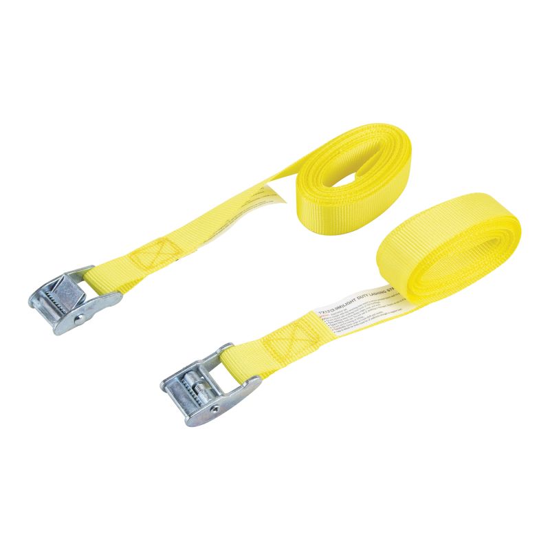 ProSource FH64055-1 Lashing Strap, Light-Duty, Polyester, Yellow, Zinc-Plated Buckle Yellow
