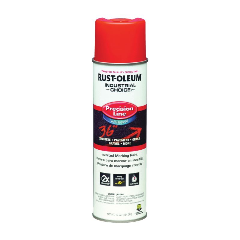 Rust-Oleum 1862838 Inverted Marking Spray Paint, Fluorescent Red, 17 oz, Can Fluorescent Red