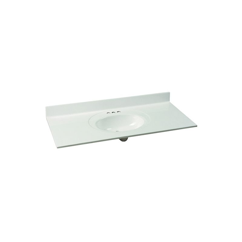 Foremost WS-2249 Vanity Top, 49 in OAL, 22 in OAW, Marble, Solid White, Oval Bowl, Countertop Edge Solid White