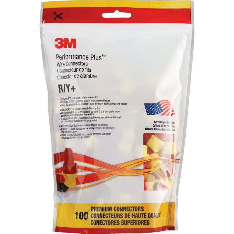 3M Performance Plus Wire Connector Red W/Yellow Skirt