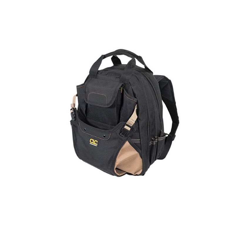 CLC 1134 Backpack, 13-1/4 in W, 8-1/2 in D, 16 in H, 44-Pocket, Polyester, Black Black