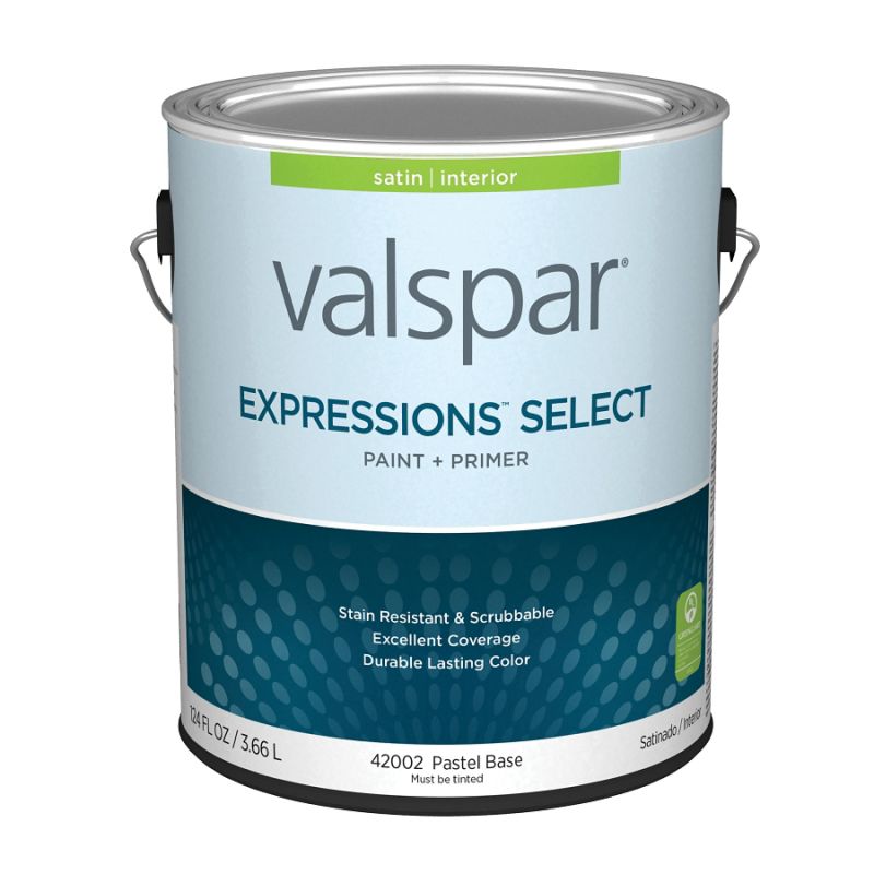 Valspar Expressions Select 4200 07 Latex Paint, Acrylic Base, Satin Sheen, Pastel Base, 1 gal Pastel Base