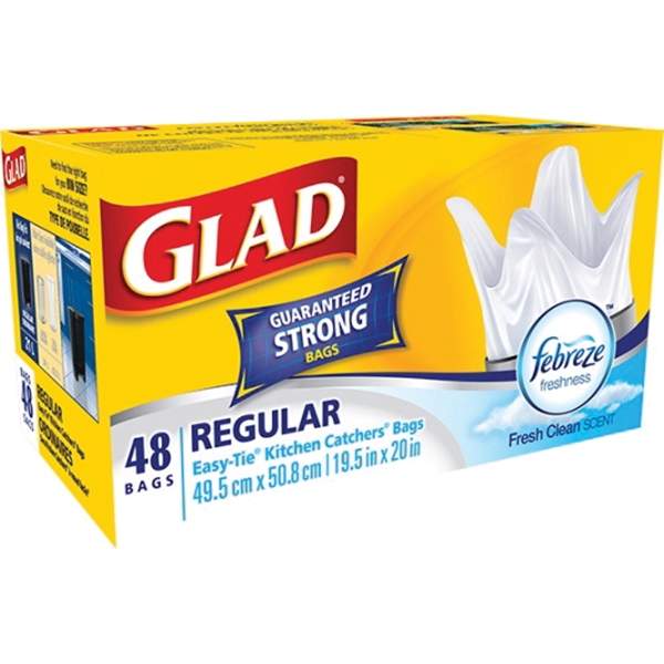 Buy Glad Easy-Tie 11858 Garbage Bag, Regular, 67 L, Plastic, Black