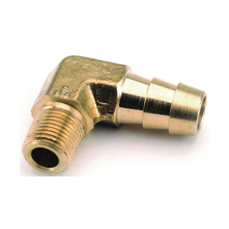 Anderson Metals 129E Series 757020-0604 Hose Elbow, 3/8 in, Barb, 1/4 in, MPT, Brass