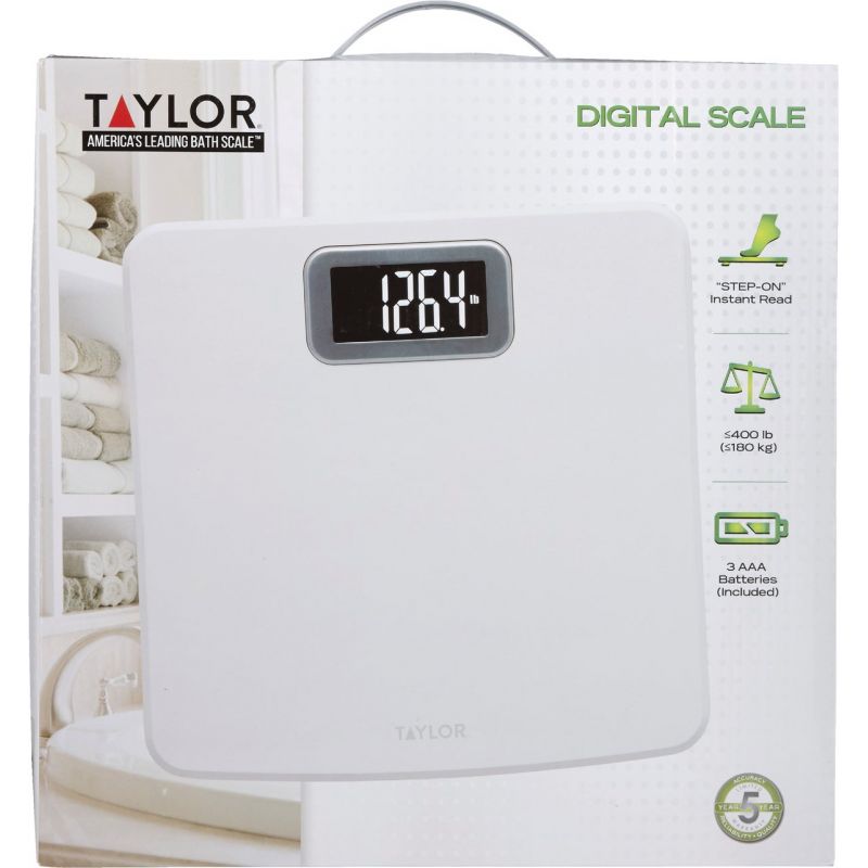 Taylor Digital White Glass Bath Scale 400 Lb., White