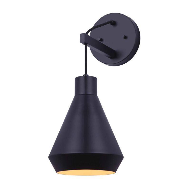 Canarm BYCK IWF1020A01BK Wall Light, 120 V, 60 W, 1-Lamp, Type A Lamp, Metal Fixture, Black Fixture