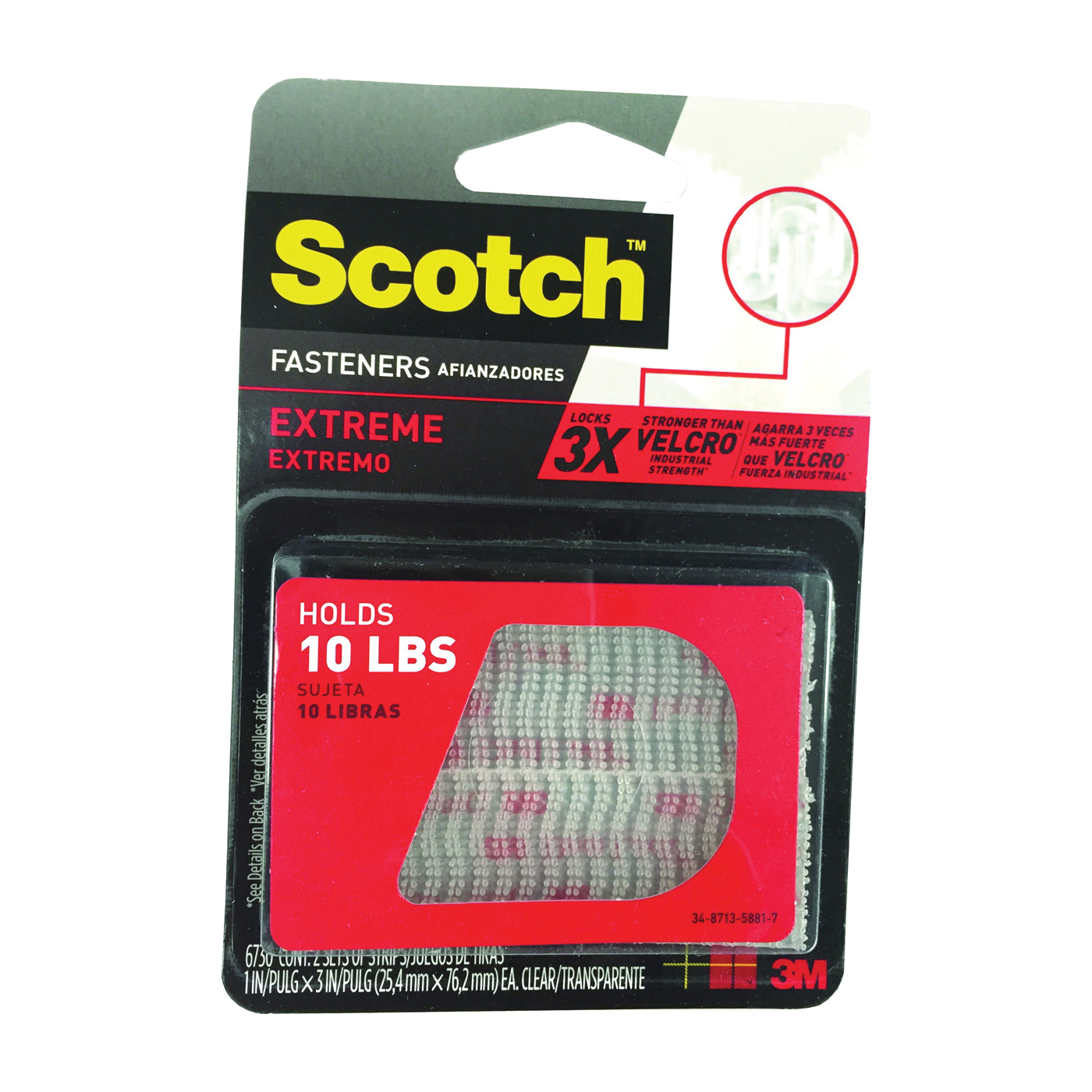 W Clear  2 pk 3M  Scotch Extreme  Hook and Loop Fastener  3 in L x 1 in 