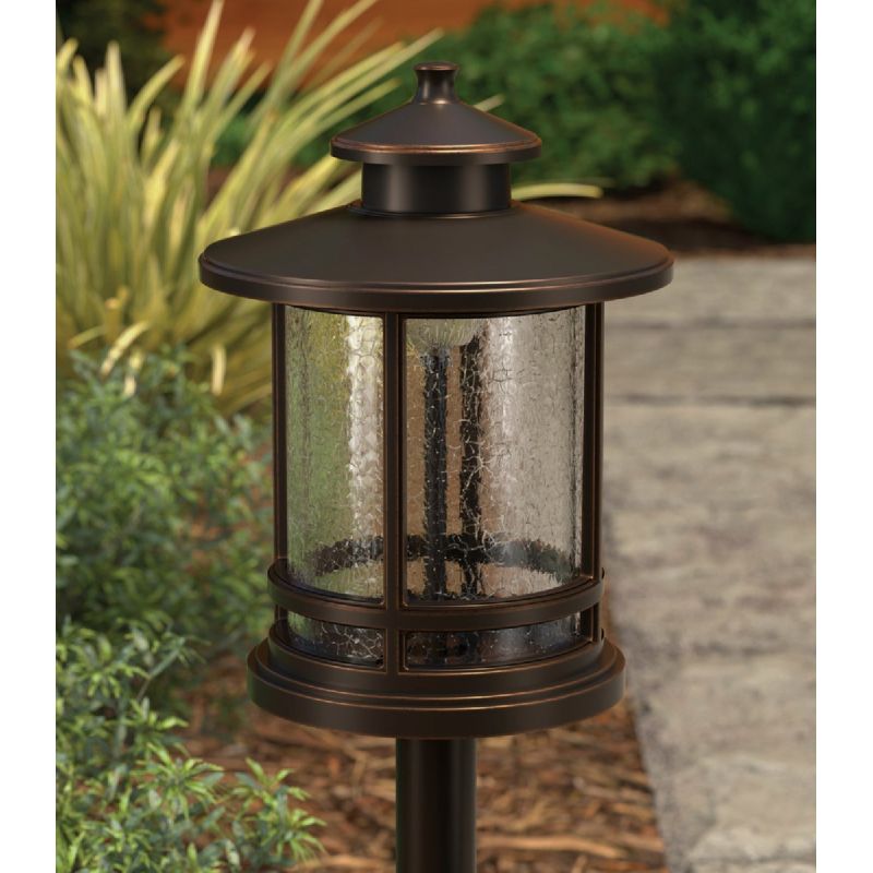 Nebo LED Round Crackle Glass Landscape Path &amp; Stake Light Oil-Rubbed Bronze