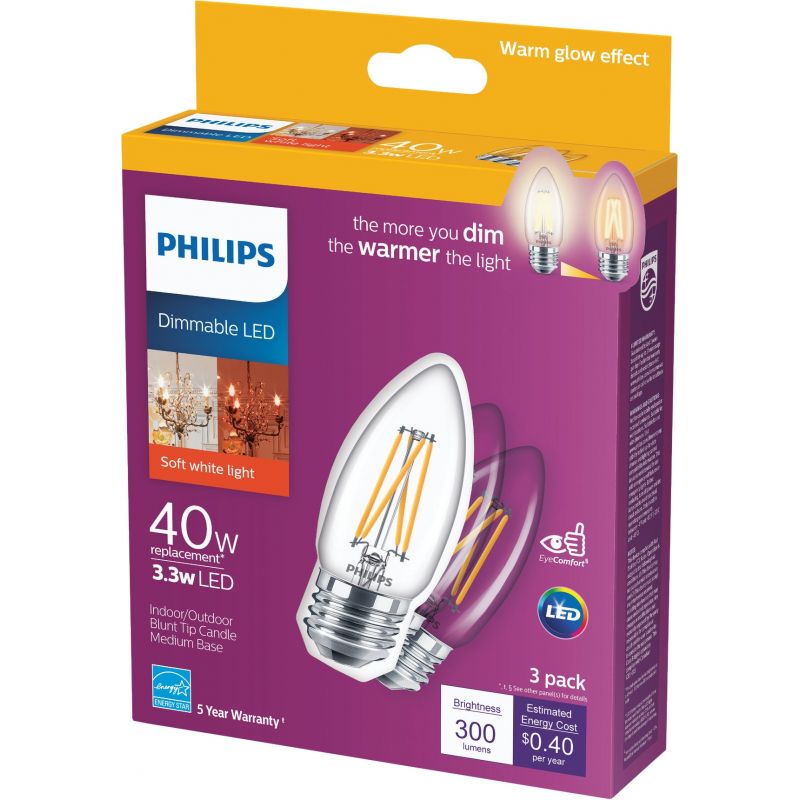 Philips Warm Glow B11 Medium Dimmable LED Decorative Light Bulb