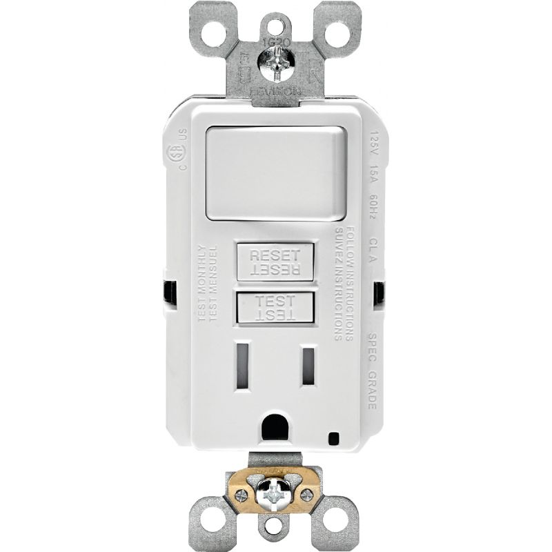 Leviton Self-Test Tamper Resistant GFCI Switch &amp; Outlet Combination With Wallplate White