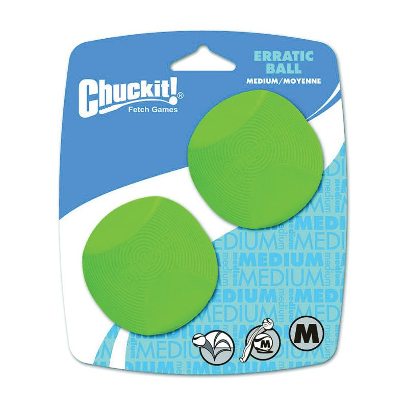 Chuckit! 20120 Dog Toy, M, Erratic, Natural Rubber, Green M, Green