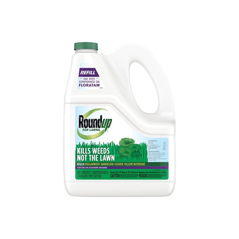Roundup 5009010 Lawn Weed Killer, Liquid, 1 gal Bottle Clear/Light Brown