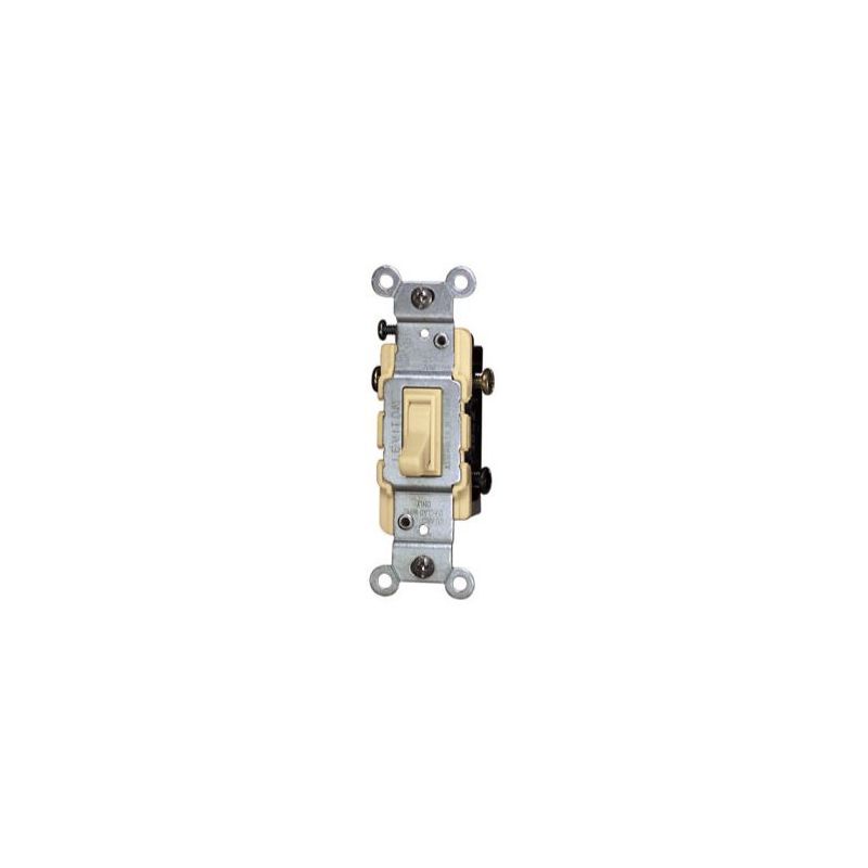 Leviton S01-01453-2IS Toggle Switch, 15 A, 120 V, 3 -Position, Push-In Terminal, Thermoplastic Housing Material Ivory