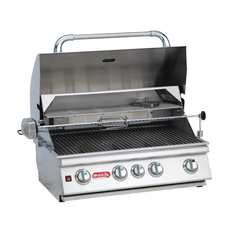 Bull Angus 47628 Gas Grill Head, 75000 Btu, LP, 4-Burner, 210 sq-in Secondary Cooking Surface, Stainless Steel Body
