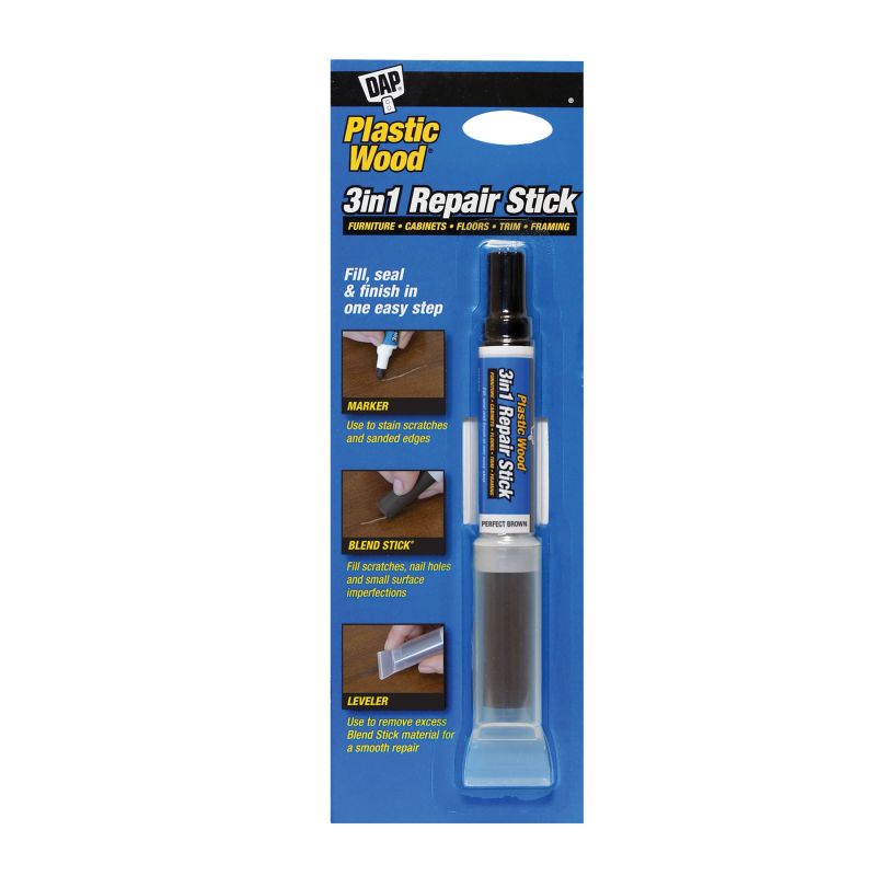 DAP 7079804090 3-in-1 Repair Stick, Solid (Blend Stick), Liquid (Marker), Slight (Blend Stick), Slight Solvent (Marker) Perfect Brown