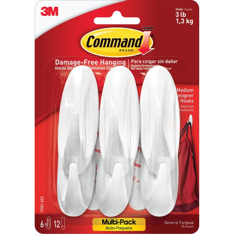 Command Designer Adhesive Hook White