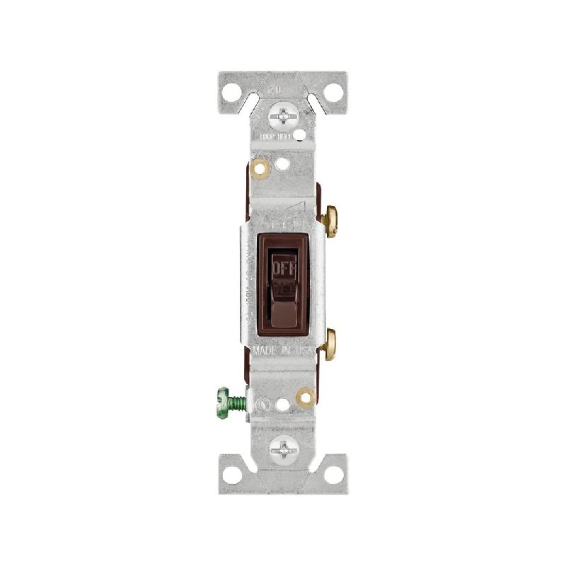 Eaton 1301-7B Toggle Switch, 15 A, 120 V, Push-In Terminal, Polycarbonate Housing Material, Brown Brown