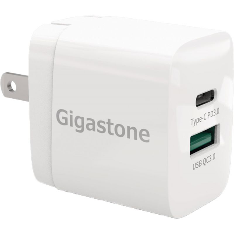Gigastone PD3.0 &amp; QC3.0 Dual-Port Adapter Wall Charger White