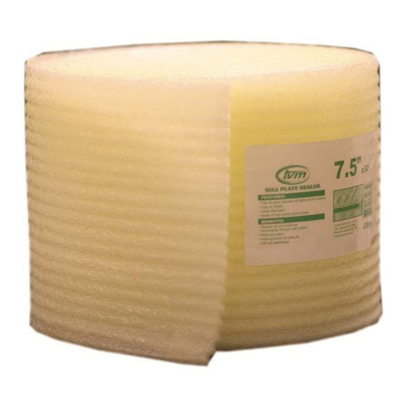 TVM W508 Sill Seal, 7-1/2 in W, 50 ft L Roll, Polyethylene, Yellow Yellow