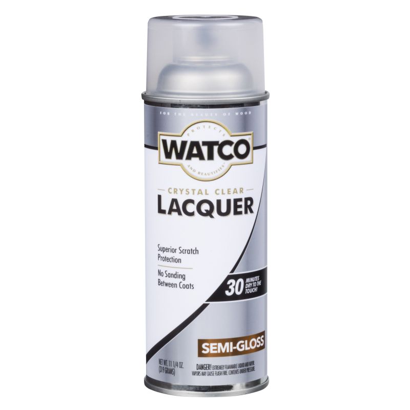Watco Y63181 Lacquer, Semi-Gloss, Liquid, Clear, 319 g, Aerosol Can Clear