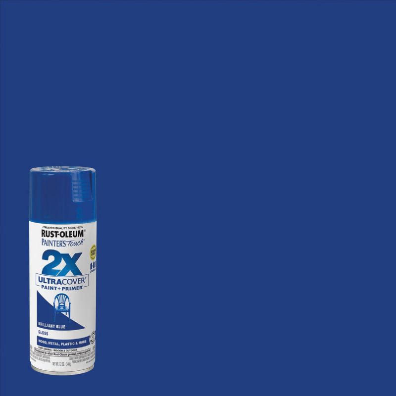 Rust-Oleum Painter&#039;s Touch 2X Ultra Cover Paint + Primer Spray Paint Brilliant Blue, 12 Oz.