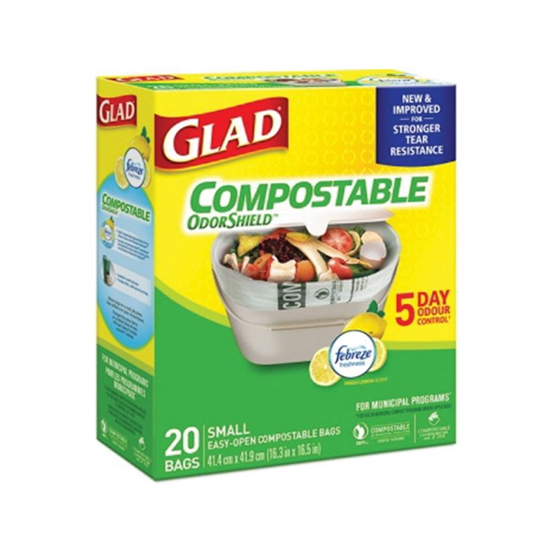 Glad Easy-Tie 78162FRM2 Compostable Bag, S, 9.8 L, Polyester, Tan S, 9.8 L, Tan