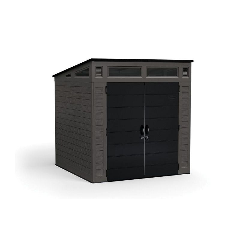 Suncast BMS7780 Storage Shed, 317 cu-ft Capacity, 7 ft 2-1/2 in W, 7 ft 3-1/2 in D, 7 ft 5-1/2 in H, Resin 317 Cu-ft, Peppercorn