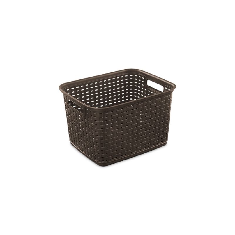 Sterilite 12736P06 Tall Weave Basket, 1.8 cu-ft Capacity, Plastic, Espresso, Rectangle 1.8 Cu-ft, Espresso
